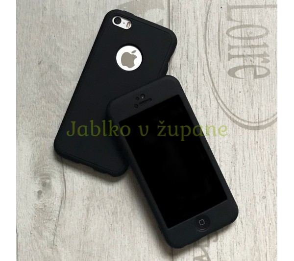 360° kryt Mate silikónový iPhone 5/5S/SE - čierny